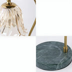 Lampe de chevet élégante en verre à motif floral avec pied porte-gobelet