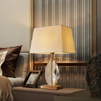 Lampe de chevet en cristal de luxe, abat-jour rectangulaire beige