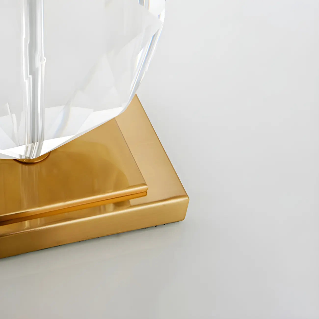 Lampe de chevet en cristal de luxe, abat-jour rectangulaire beige