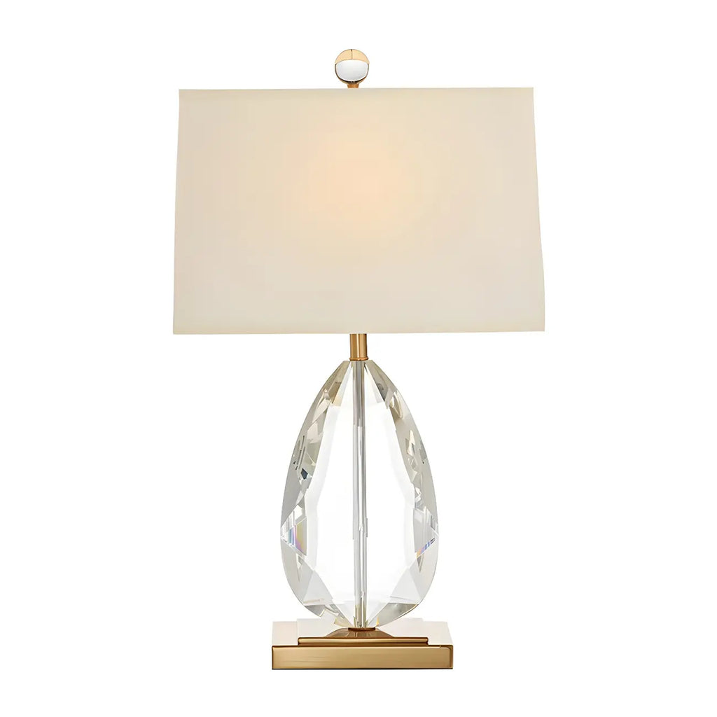 Lampe de chevet en cristal de luxe, abat-jour rectangulaire beige