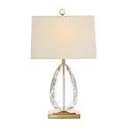 Lampe de chevet en cristal de luxe, abat-jour rectangulaire beige