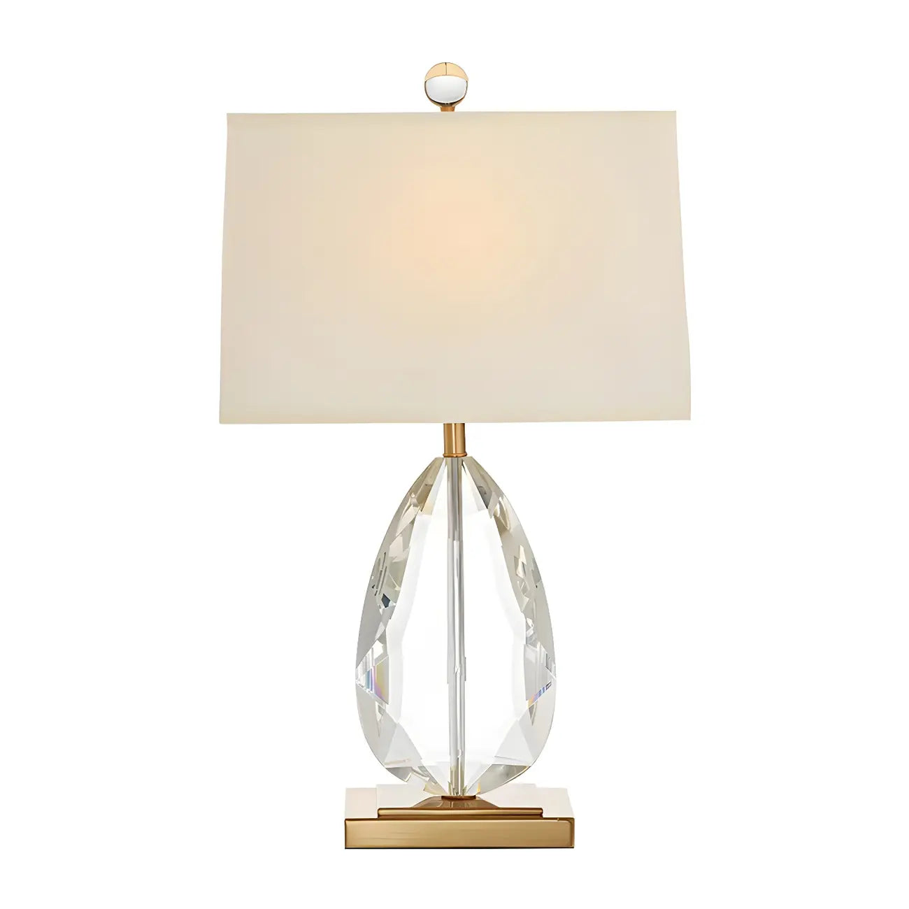 Lampe de chevet en cristal de luxe, abat-jour rectangulaire beige