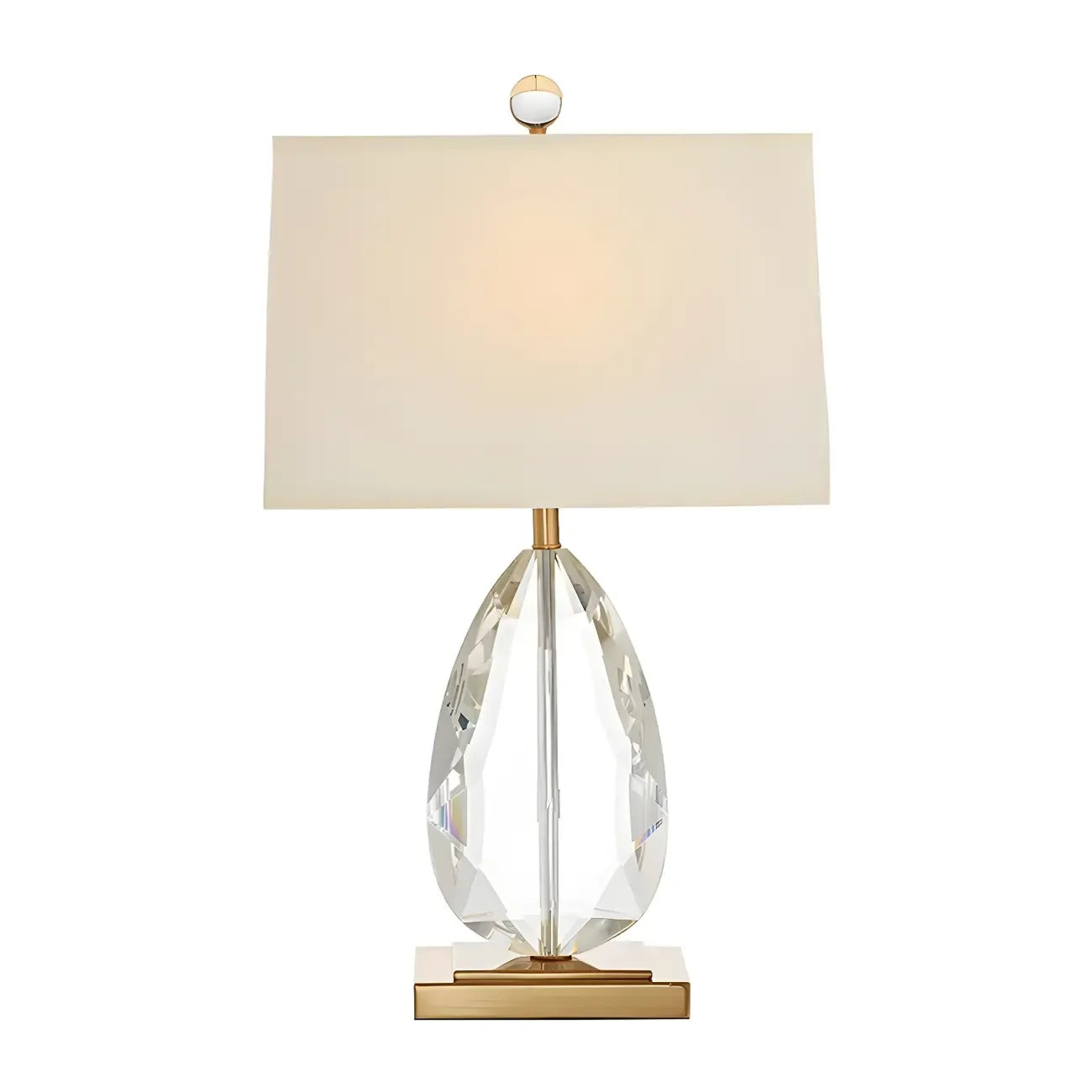Lampe de chevet en cristal de luxe, abat-jour rectangulaire beige
