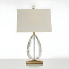 Lampe de chevet en cristal de luxe, abat-jour rectangulaire beige