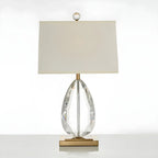 Lampe de chevet en cristal de luxe, abat-jour rectangulaire beige