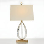Lampe de chevet en cristal de luxe, abat-jour rectangulaire beige