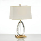 Lampe de chevet en cristal de luxe, abat-jour rectangulaire beige