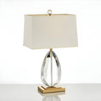 Lampe de chevet en cristal de luxe, abat-jour rectangulaire beige
