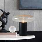 Lampe de table moderne en métal noir et verre transparent pour salon