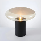 Lampe de table moderne en métal noir et verre transparent pour salon