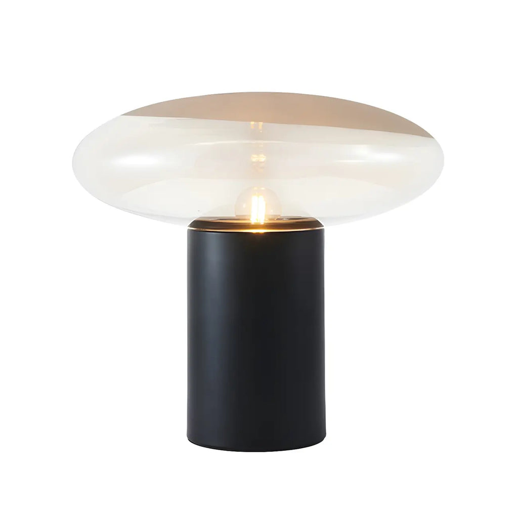 Lampe de table moderne en métal noir et verre transparent pour salon