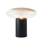 Lampe de table moderne en métal noir et verre transparent pour salon