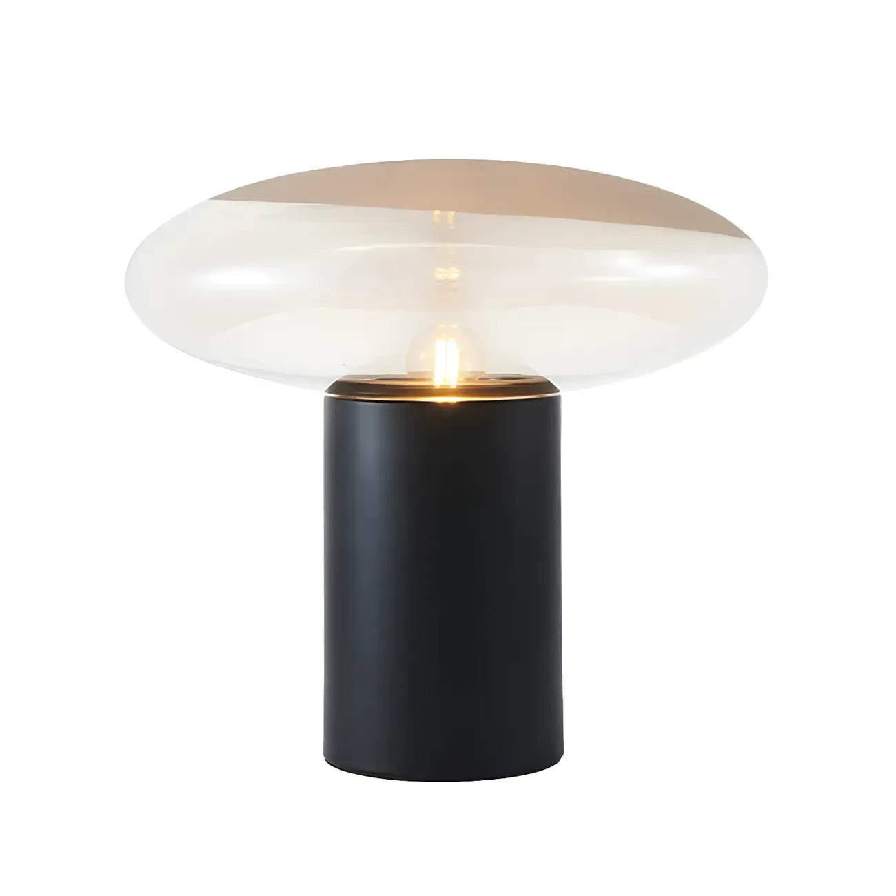 Lampe de table moderne en métal noir et verre transparent pour salon