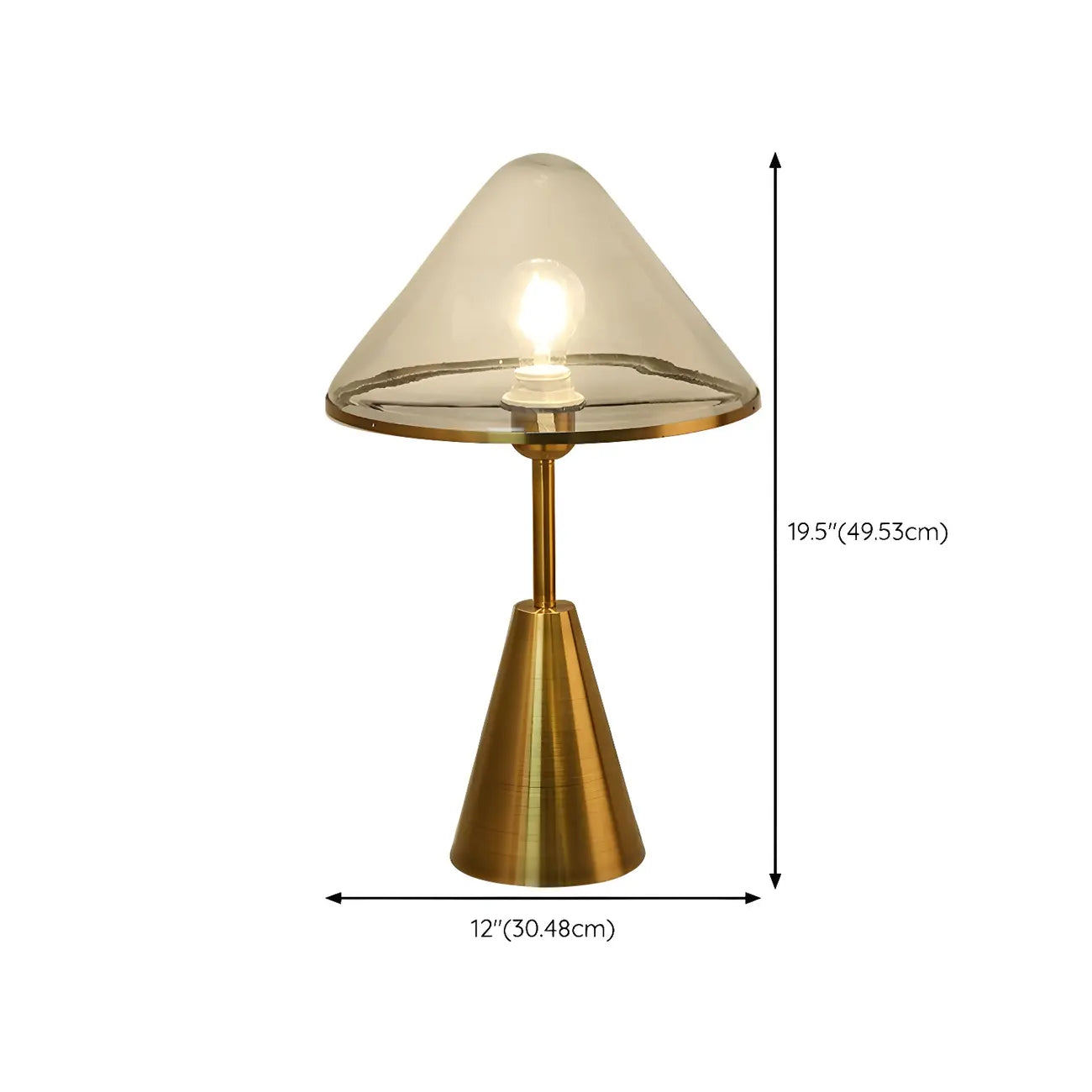Lampe de bureau moderne dorée avec abat-jour conique en verre pour salon