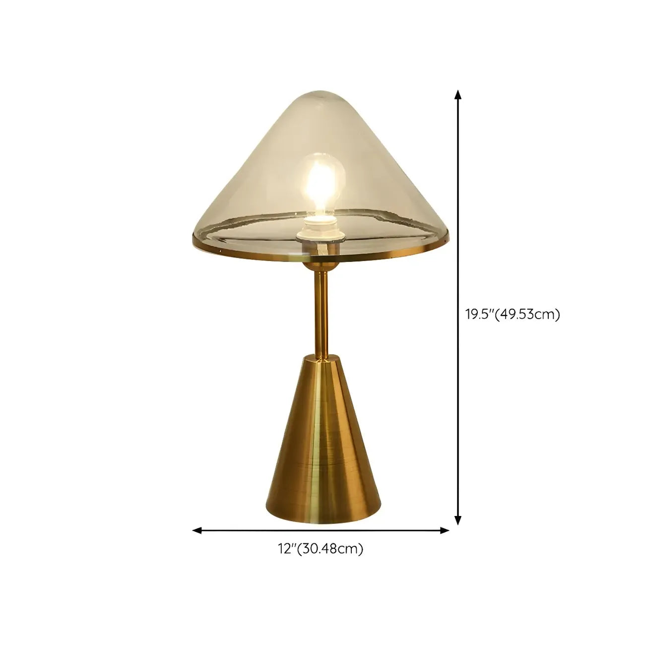 Lampe de bureau moderne dorée avec abat-jour conique en verre pour salon