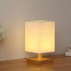 Lampe de table rectangulaire rustique en bois pour chambre à coucher