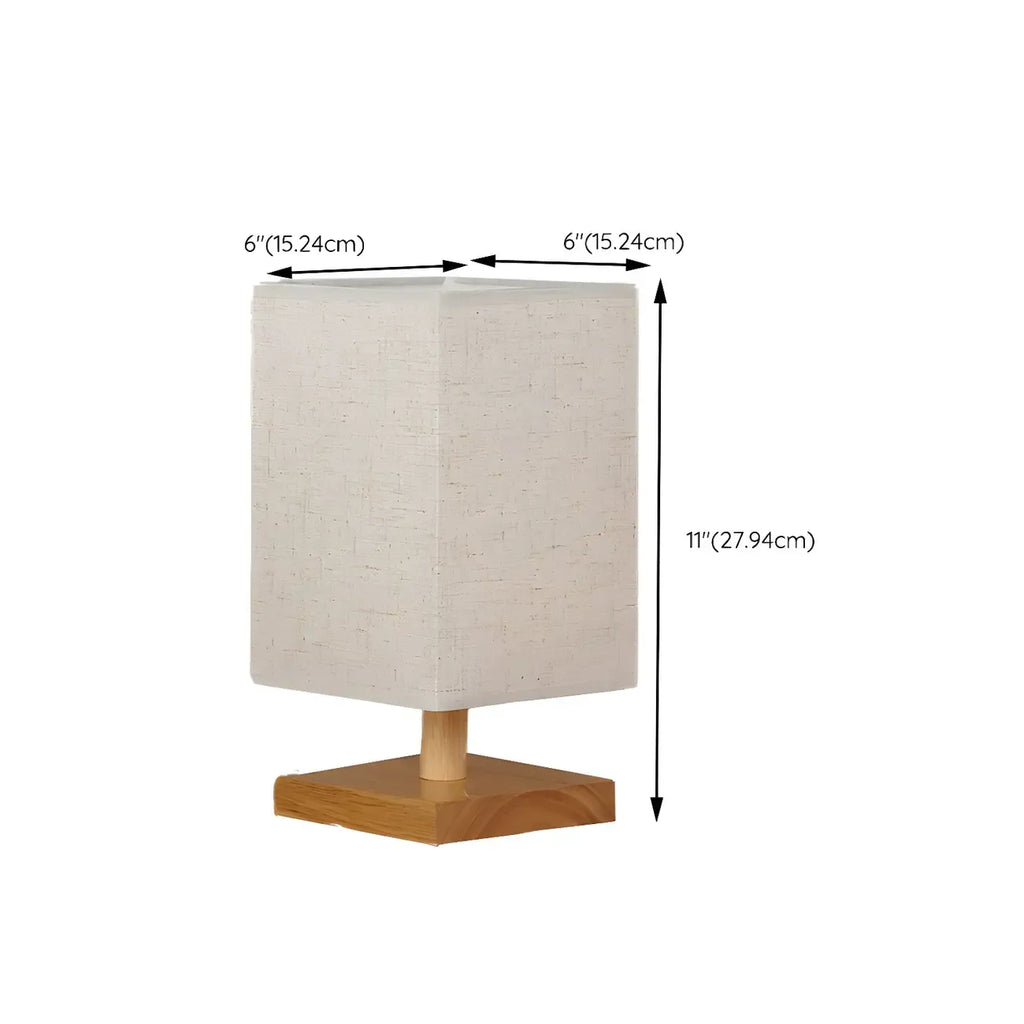 Lampe de table rectangulaire rustique en bois pour chambre à coucher