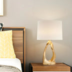Lampe de bureau électrique moderne à brancher avec base dorée pour chambre à coucher