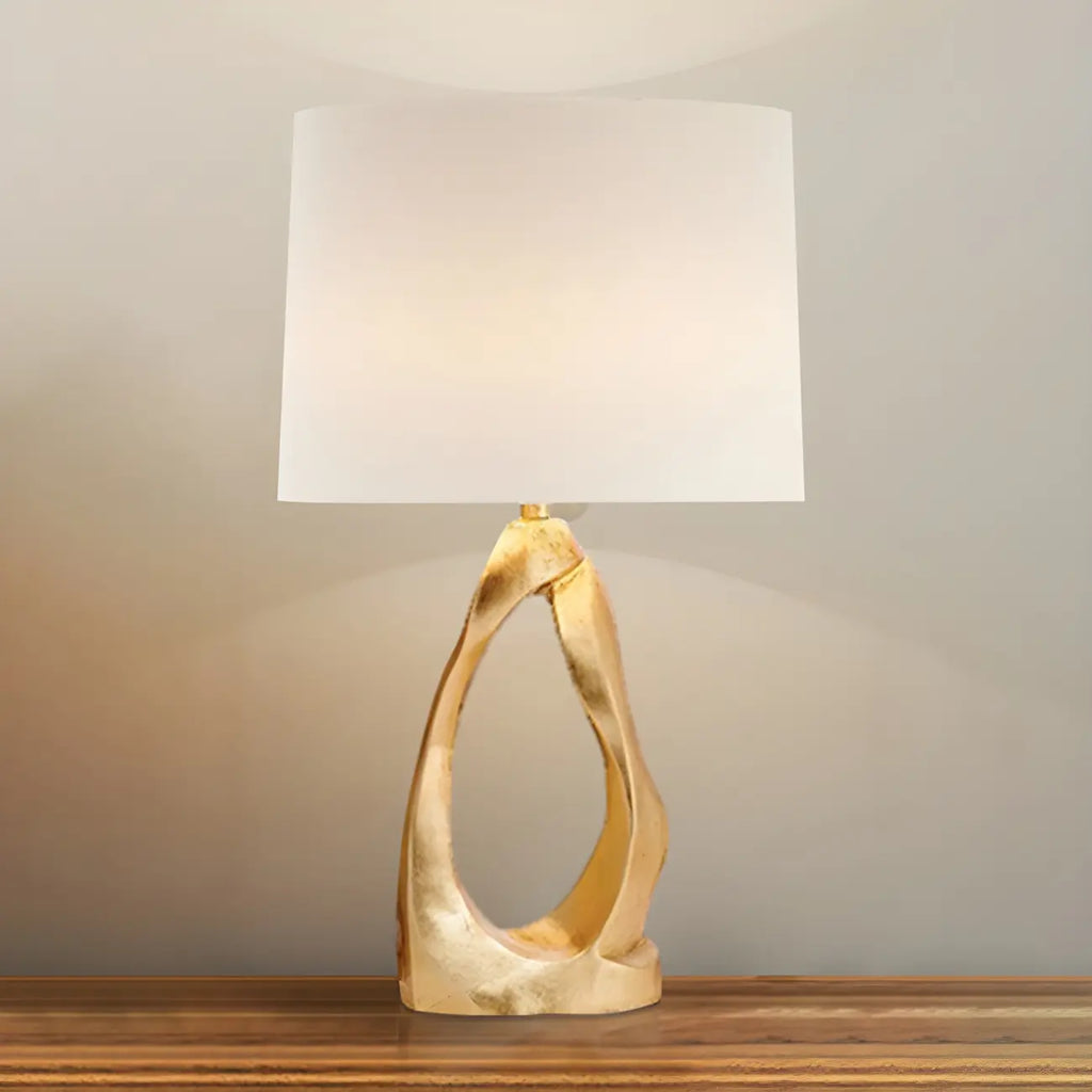 Lampe de bureau électrique moderne à brancher avec base dorée pour chambre à coucher