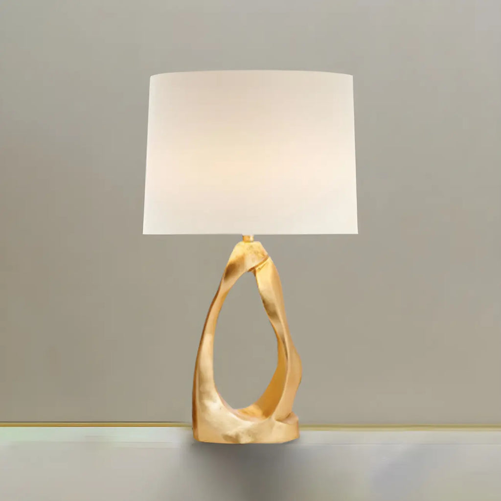 Lampe de bureau électrique moderne à brancher avec base dorée pour chambre à coucher