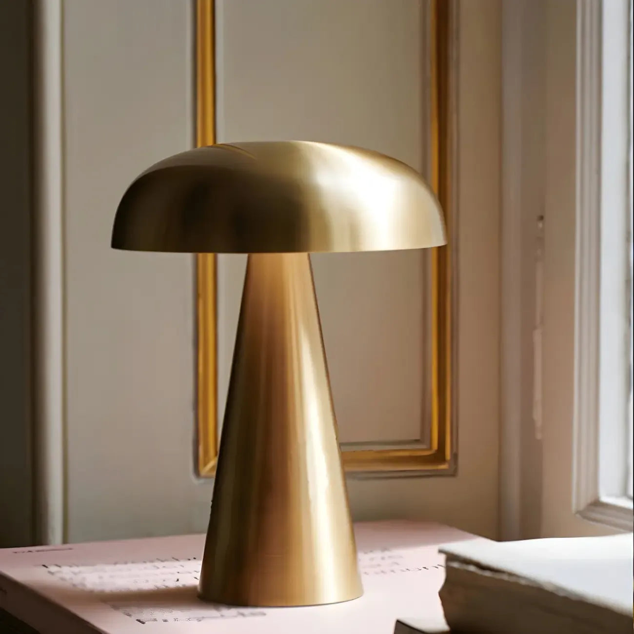 Lampe de table contemporaine en laiton rechargeable pour la maison