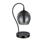Lampe de table moderne en métal noir et verre avec socle porte-gobelet