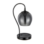 Lampe de table moderne en métal noir et verre avec socle porte-gobelet