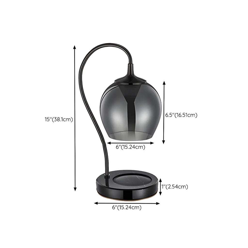 Lampe de table moderne en métal noir et verre avec socle porte-gobelet