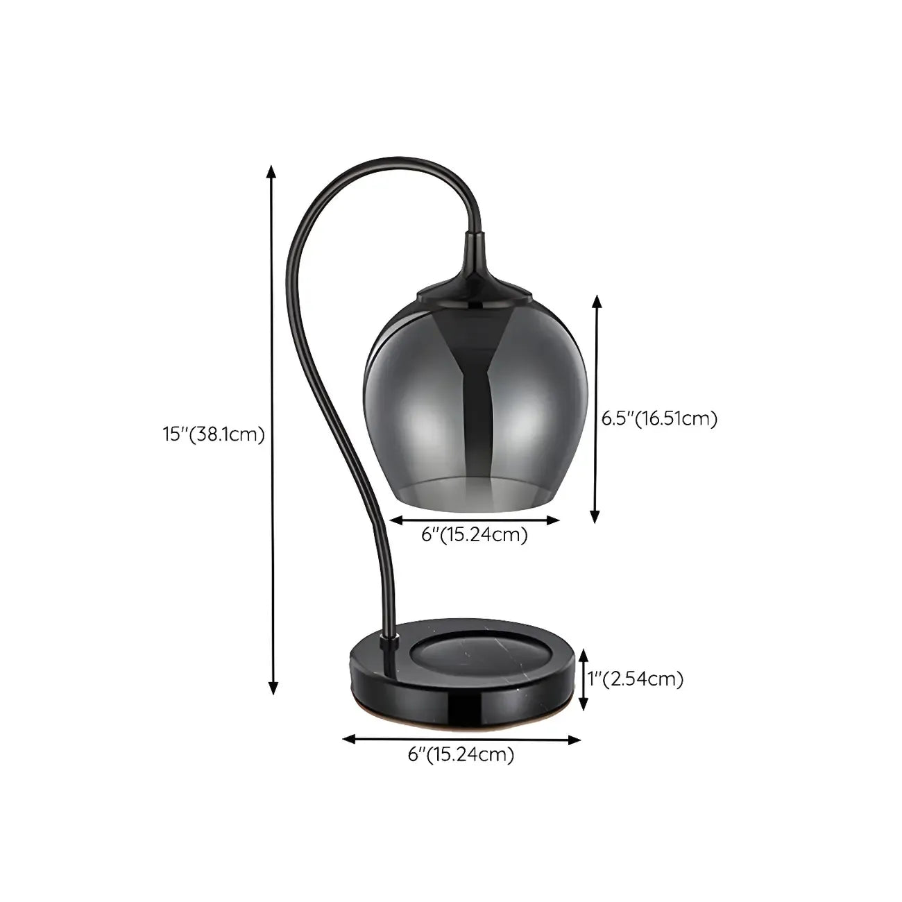 Lampe de table moderne en métal noir et verre avec socle porte-gobelet