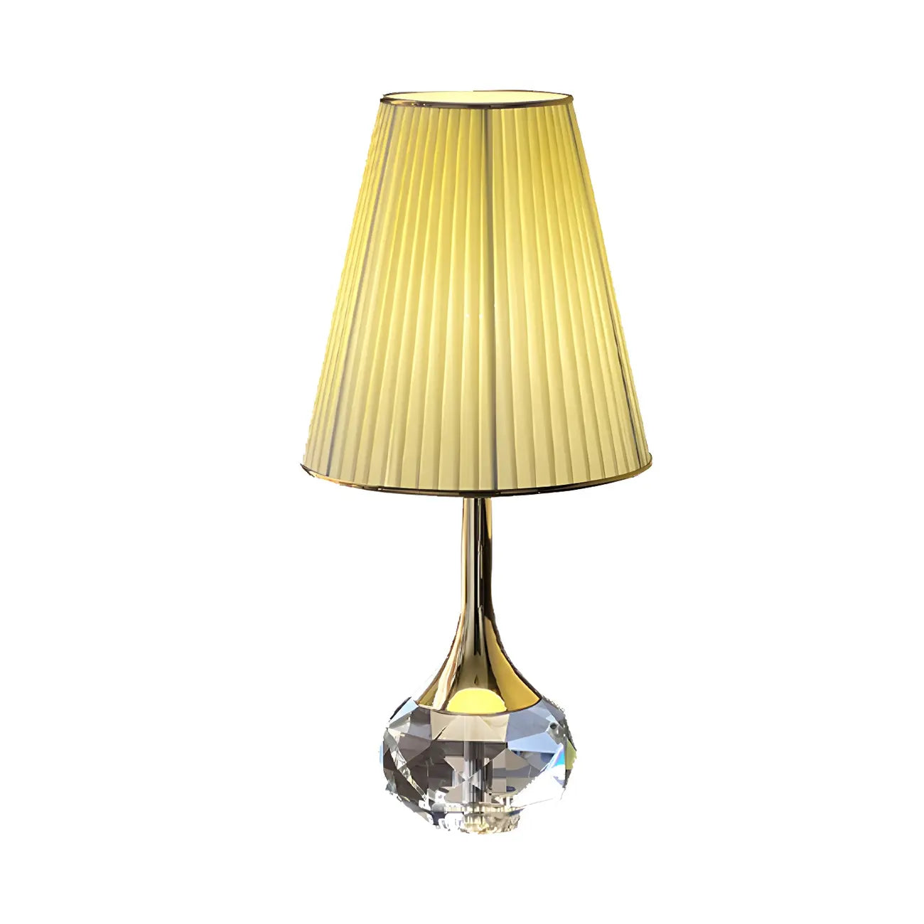 Lampe de table élégante en cristal avec abat-jour plissé pour salon