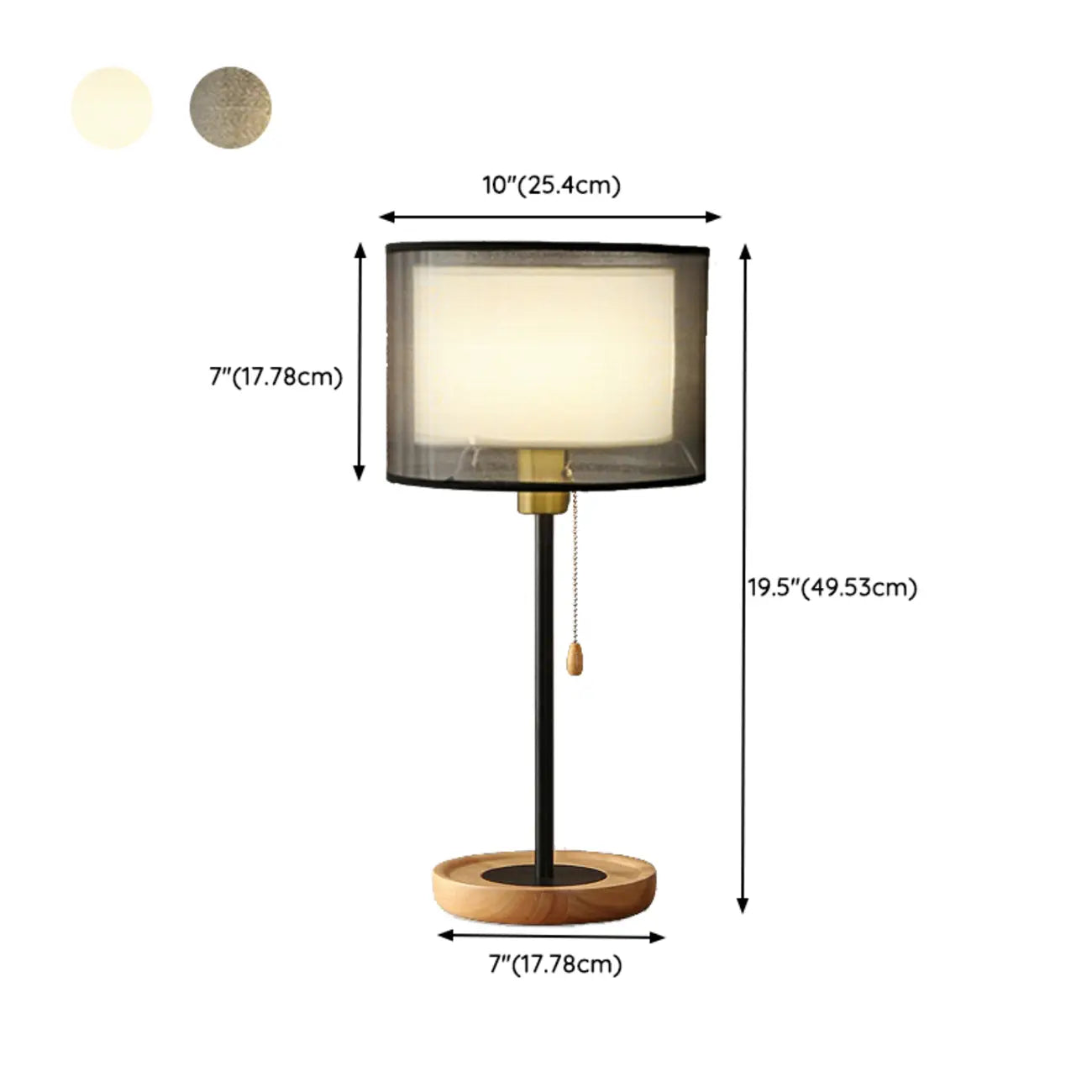 Lampe de table géométrique moderne avec interrupteur à tirette pour usage résidentiel