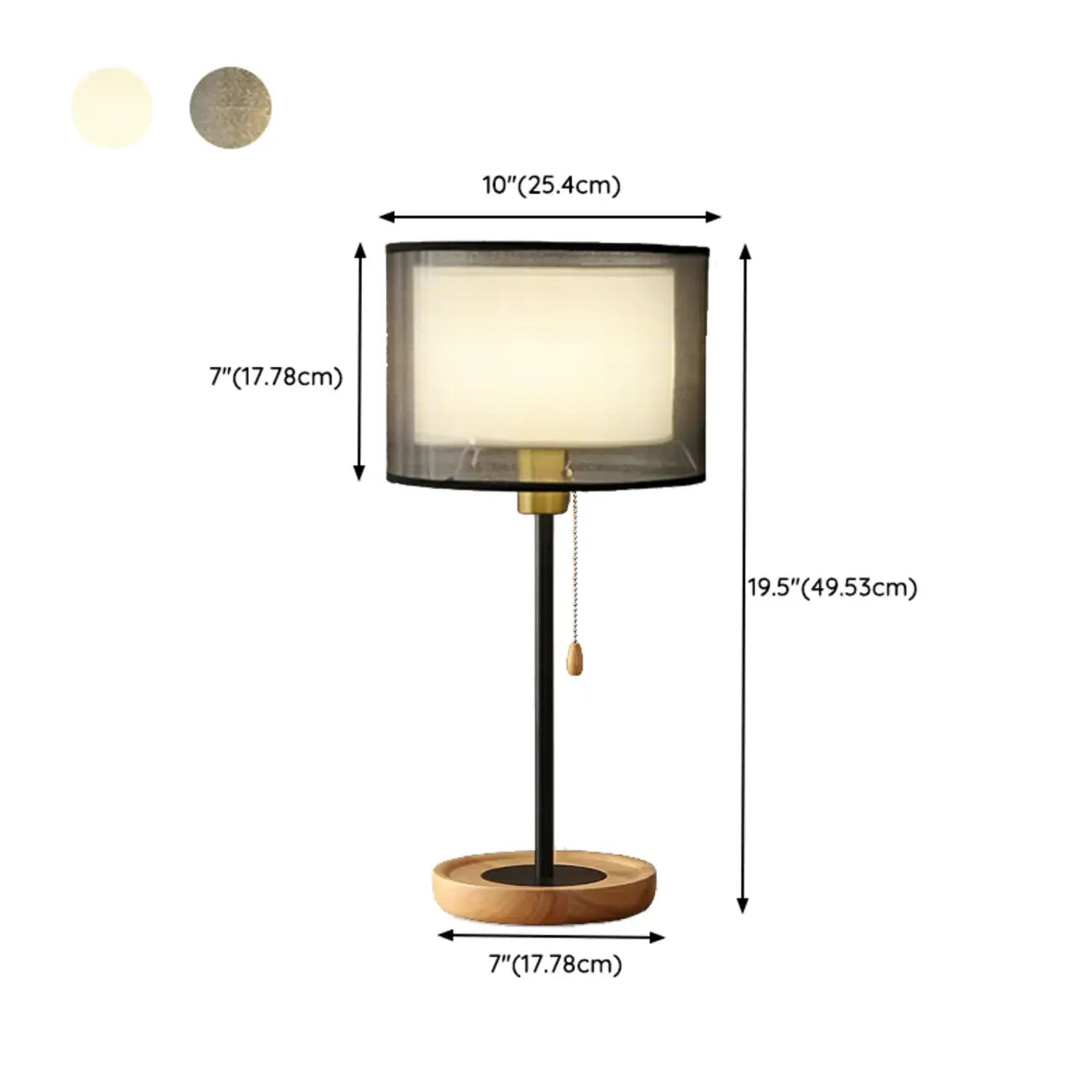 Lampe de table géométrique moderne avec interrupteur à tirette pour usage résidentiel