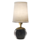 Lampe de chevet élégante en verre transparent, abat-jour géométrique blanc
