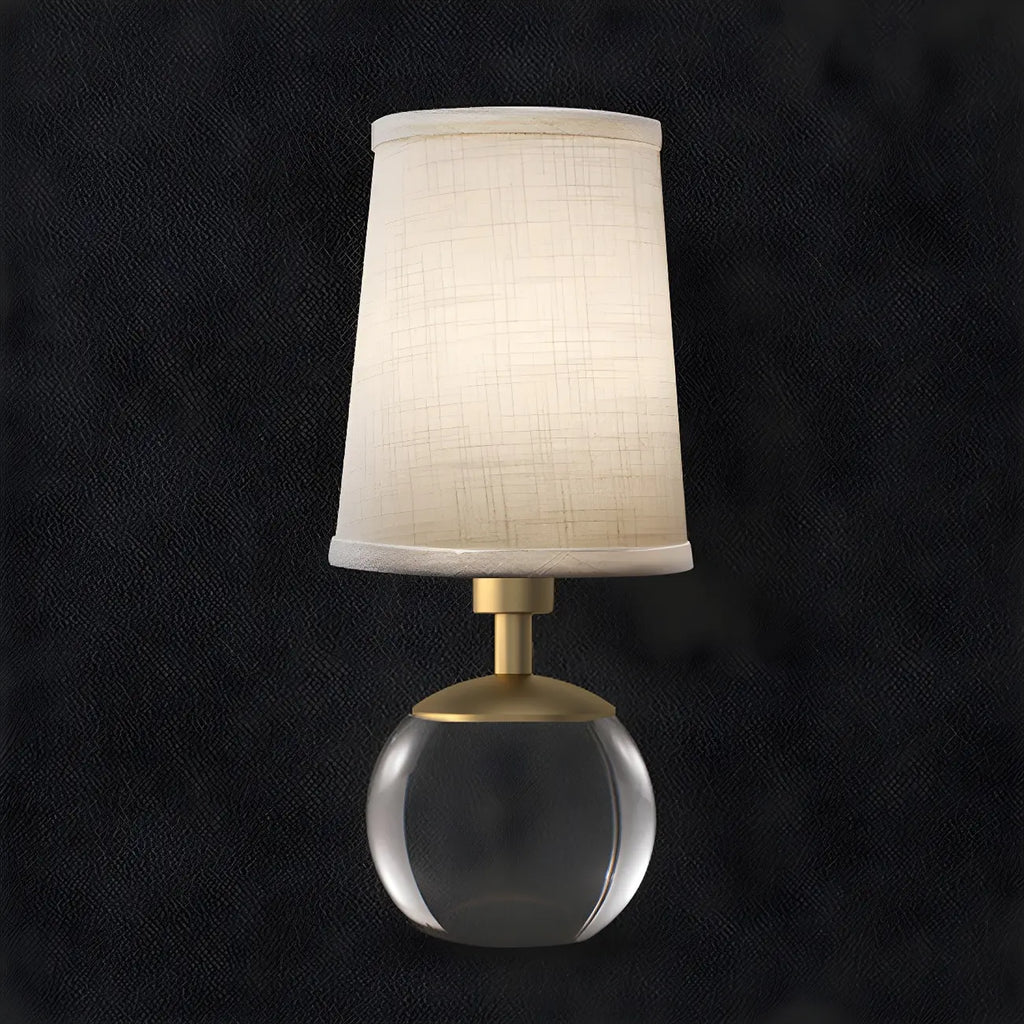 Lampe de chevet élégante en verre transparent, abat-jour géométrique blanc
