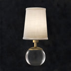 Lampe de chevet élégante en verre transparent, abat-jour géométrique blanc