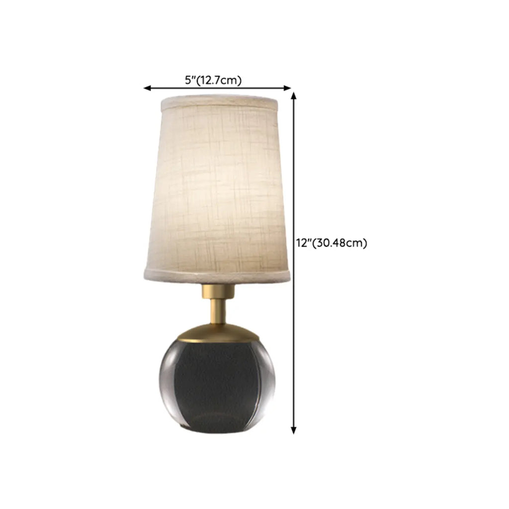 Lampe de chevet élégante en verre transparent, abat-jour géométrique blanc