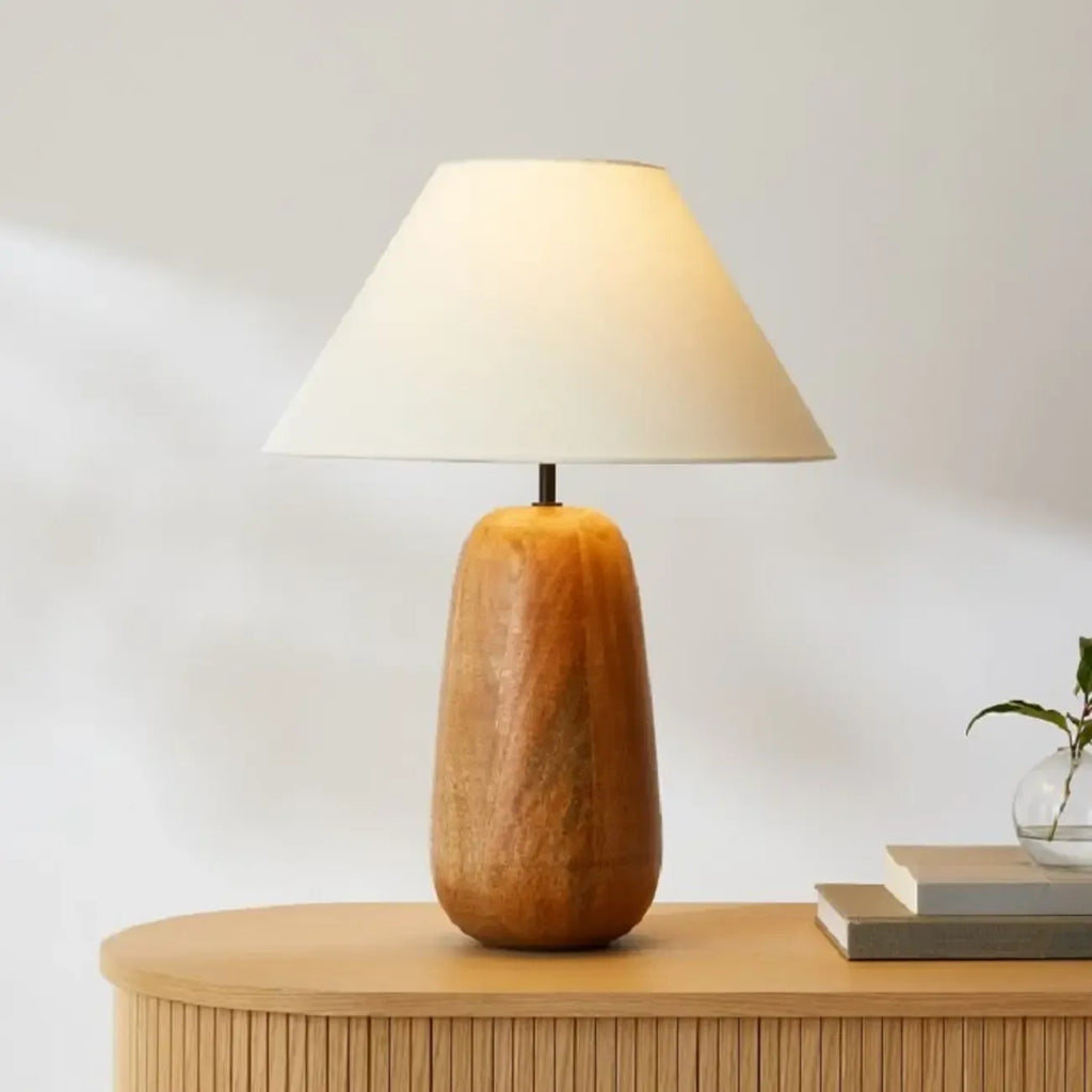 Lampe de table rustique en bois blanc à brancher pour usage résidentiel