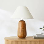 Lampe de table rustique en bois blanc à brancher pour usage résidentiel