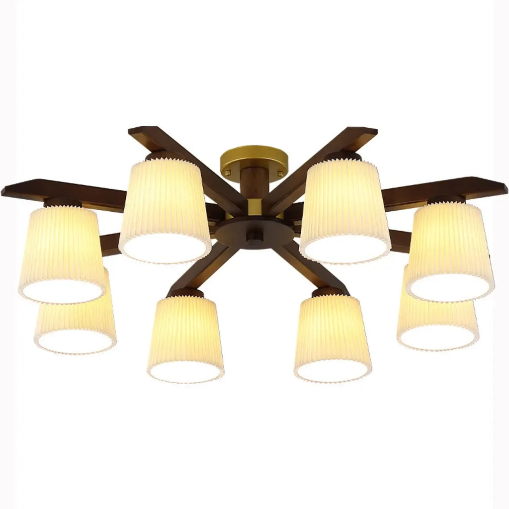 Plafonnier cylindrique semi-encastré d'intérieur avec abat-jour en tissu