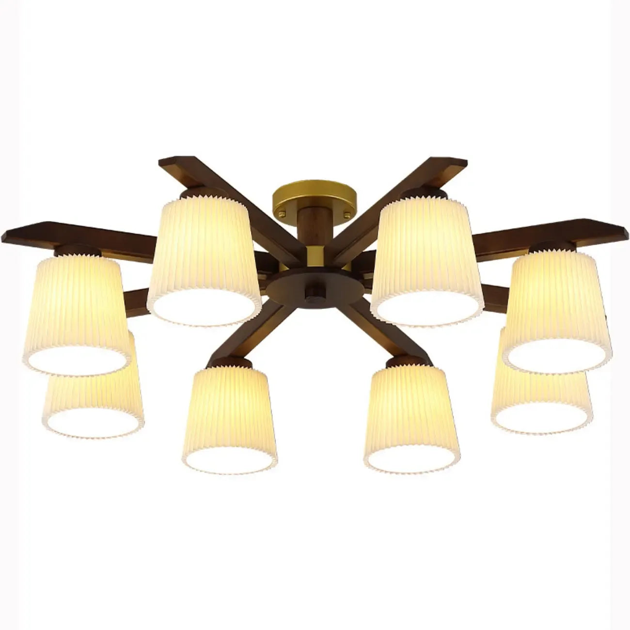Plafonnier cylindrique semi-encastré d'intérieur avec abat-jour en tissu