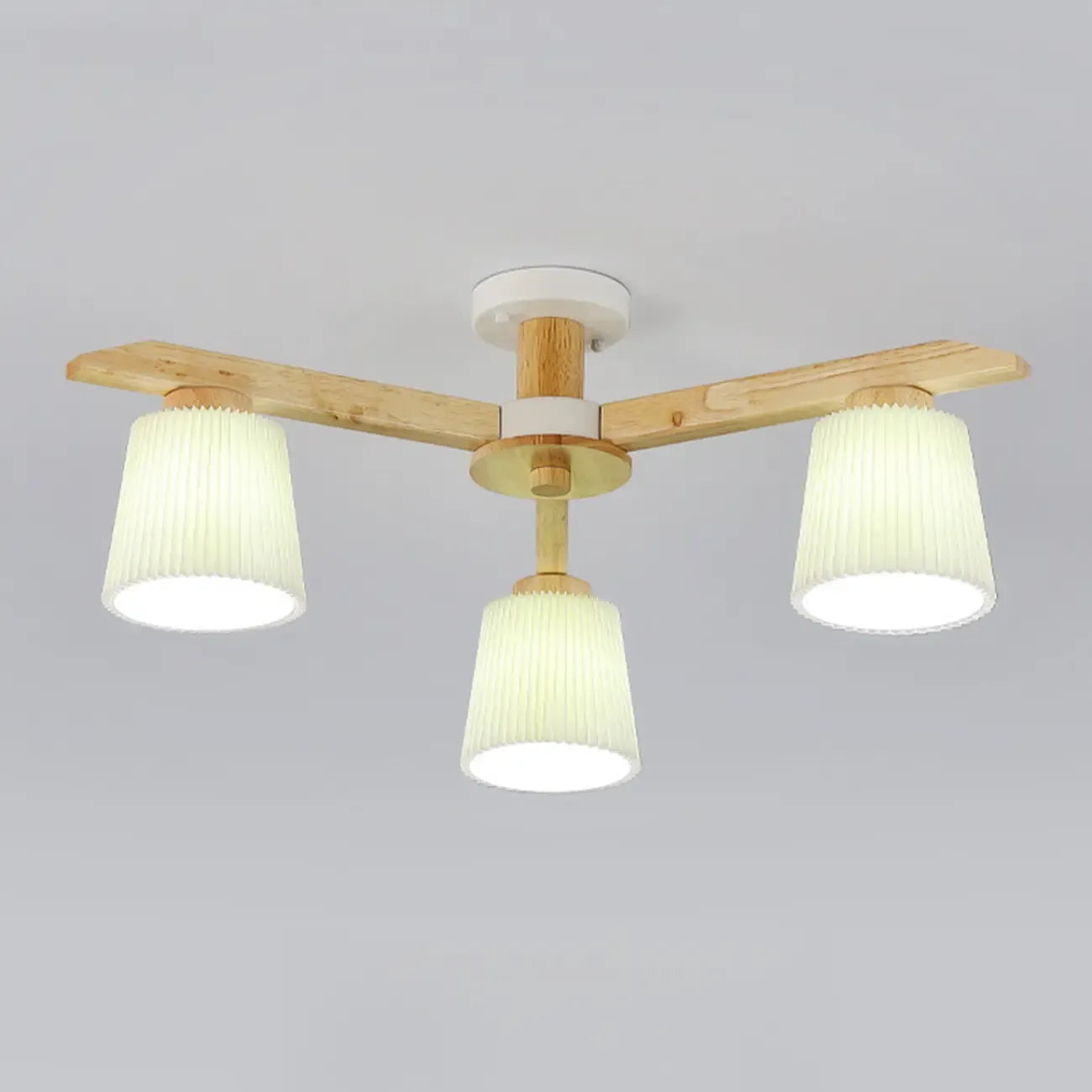 Plafonnier cylindrique semi-encastré d'intérieur avec abat-jour en tissu