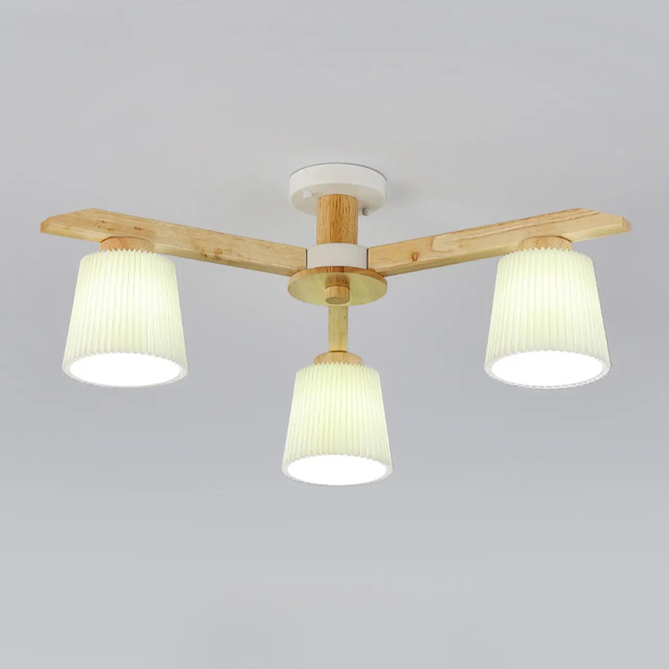 Plafonnier cylindrique semi-encastré d'intérieur avec abat-jour en tissu