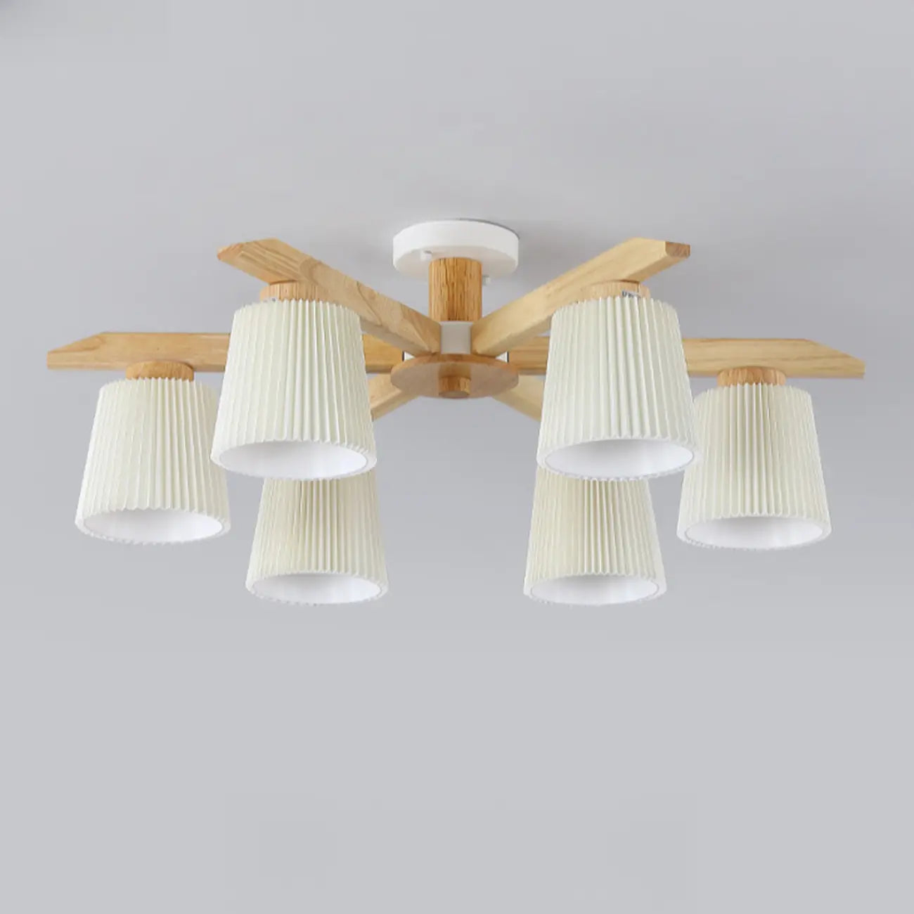 Plafonnier cylindrique semi-encastré d'intérieur avec abat-jour en tissu