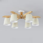 Plafonnier cylindrique semi-encastré d'intérieur avec abat-jour en tissu