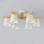 Plafonnier cylindrique semi-encastré d'intérieur avec abat-jour en tissu