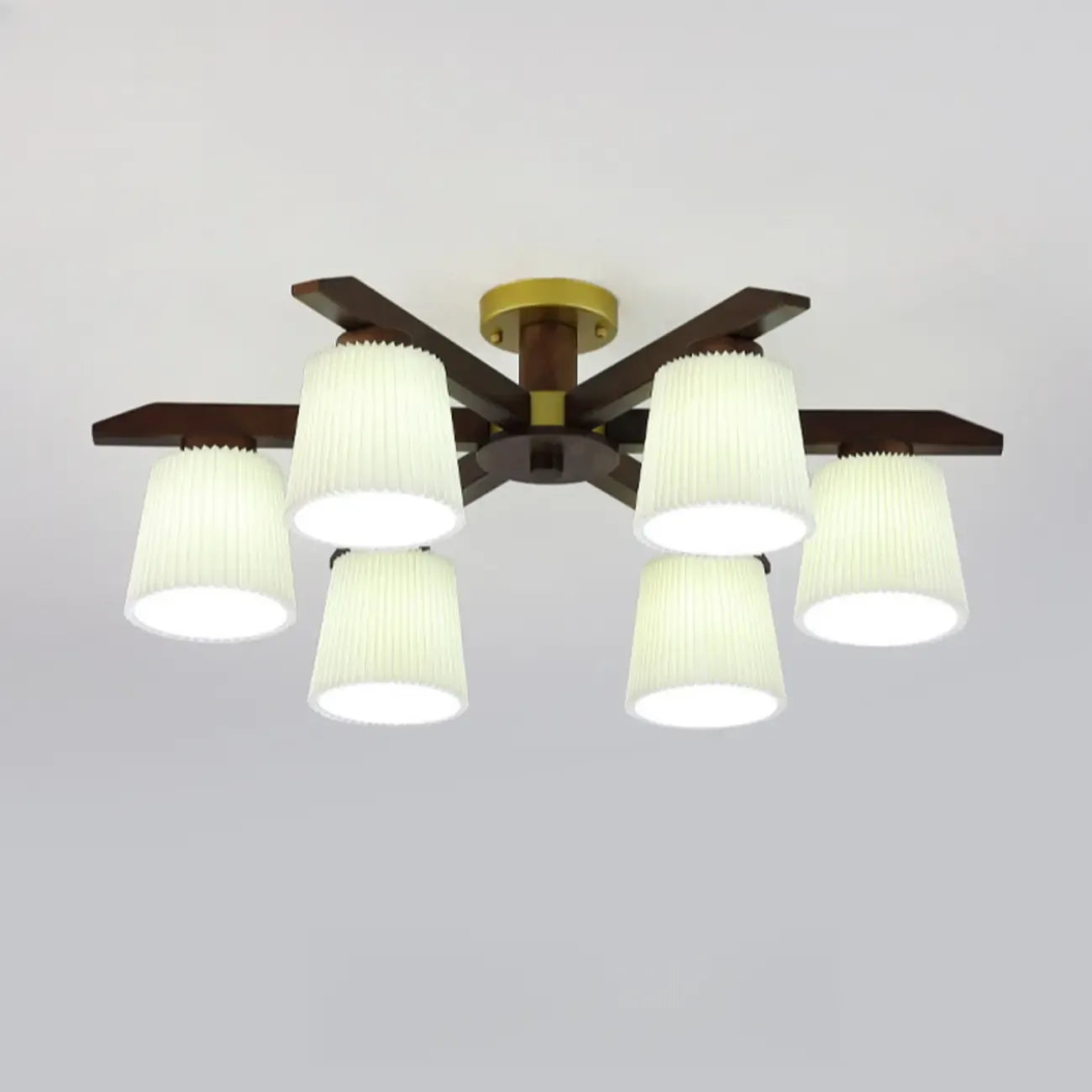 Plafonnier cylindrique semi-encastré d'intérieur avec abat-jour en tissu