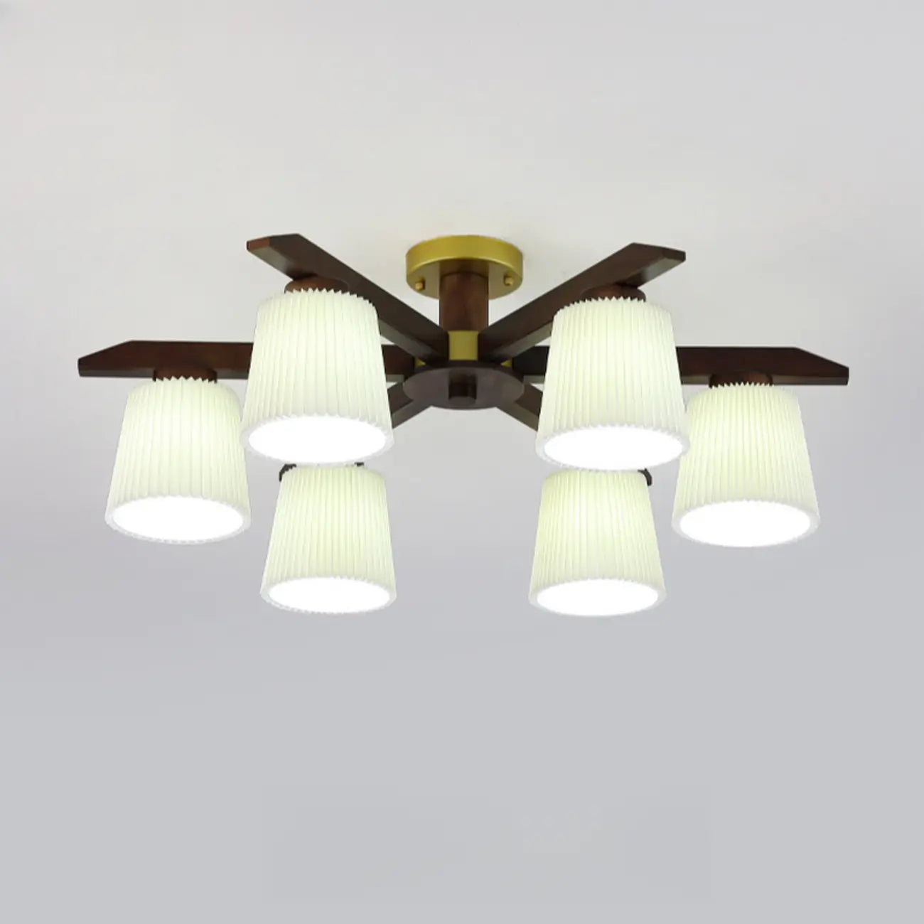 Plafonnier cylindrique semi-encastré d'intérieur avec abat-jour en tissu