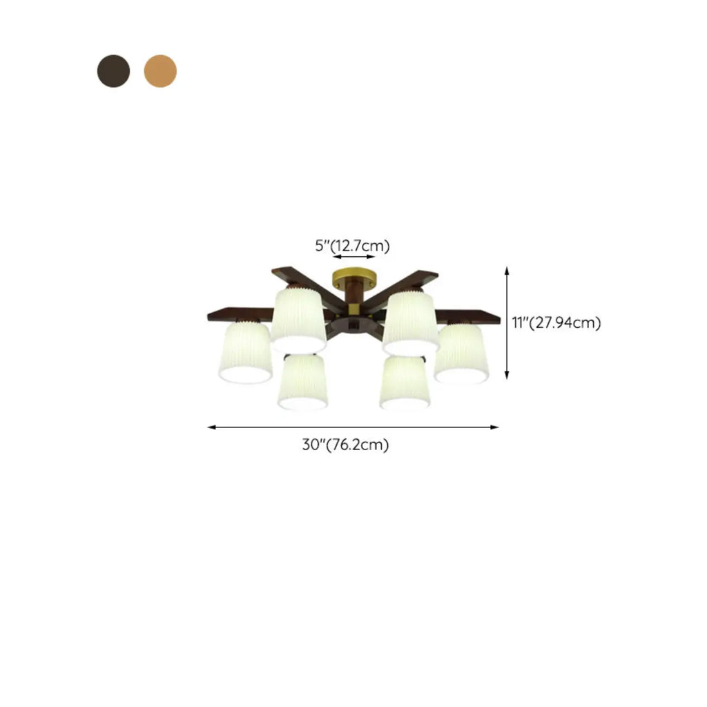 Plafonnier cylindrique semi-encastré d'intérieur avec abat-jour en tissu