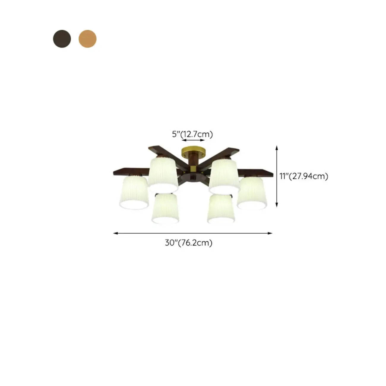 Plafonnier cylindrique semi-encastré d'intérieur avec abat-jour en tissu