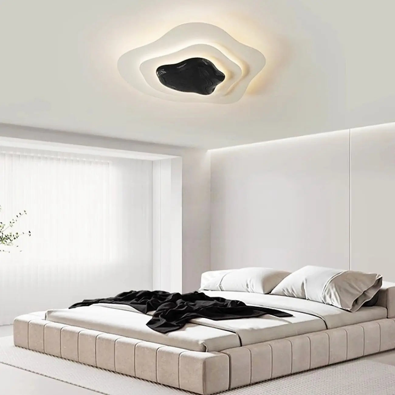 Plafonnier encastré moderne à plusieurs niveaux en résine, à intensité variable, pour chambre à coucher